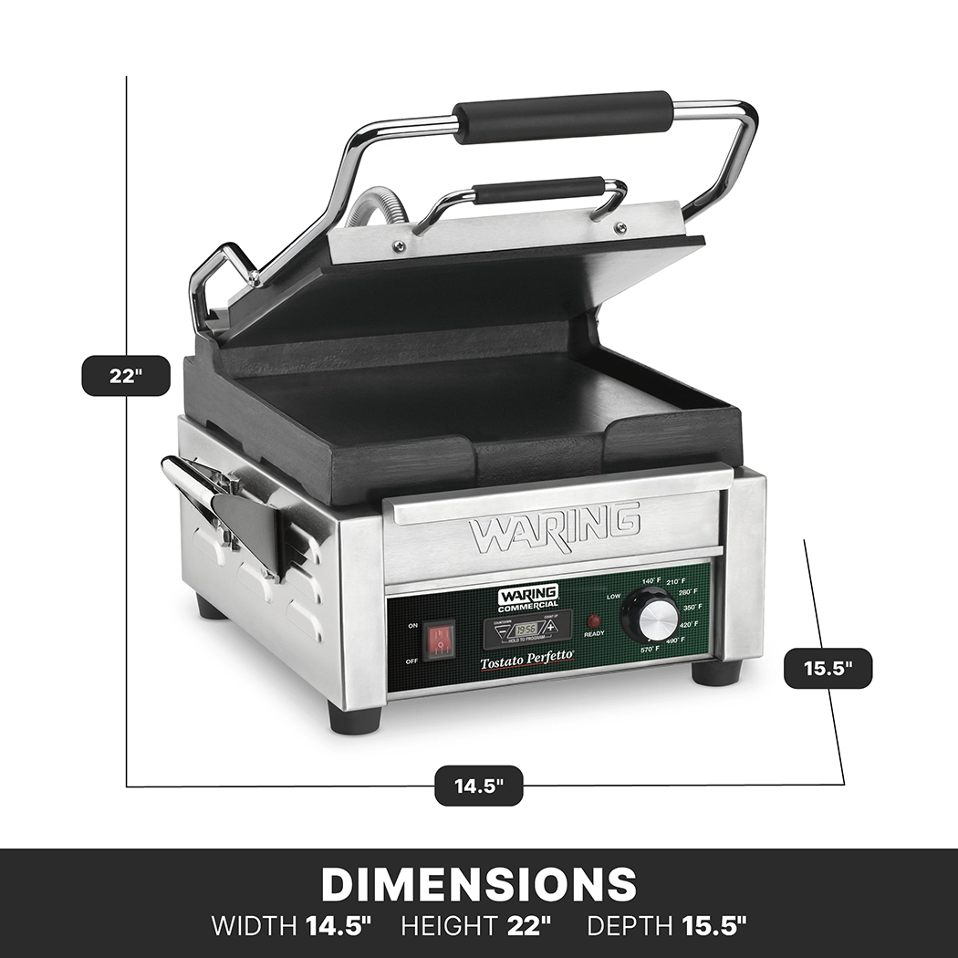 Flat Panini Grill with Timer, 9.75" x 9.25"